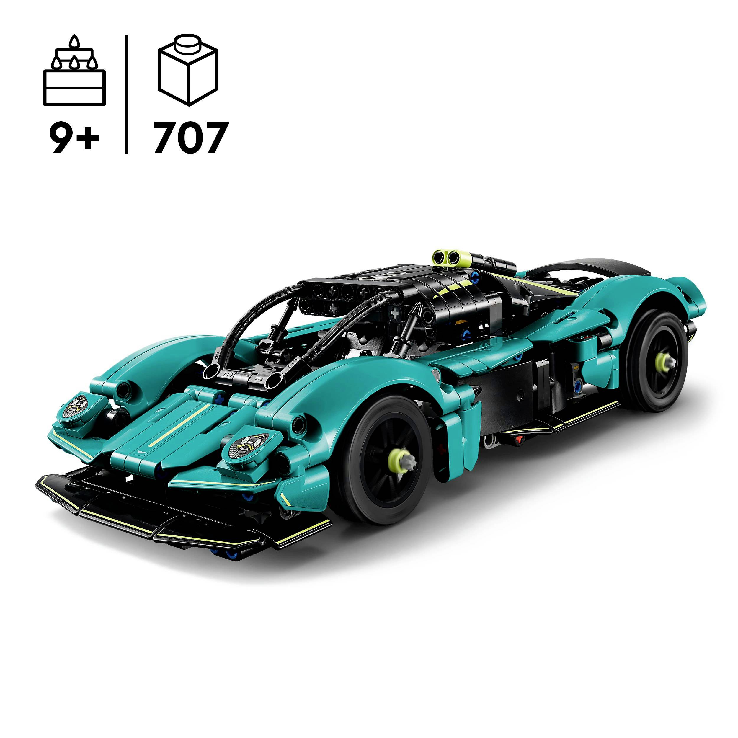 A turquoise model sports car made of building blocks for children ages 9 and up with 707 pieces.