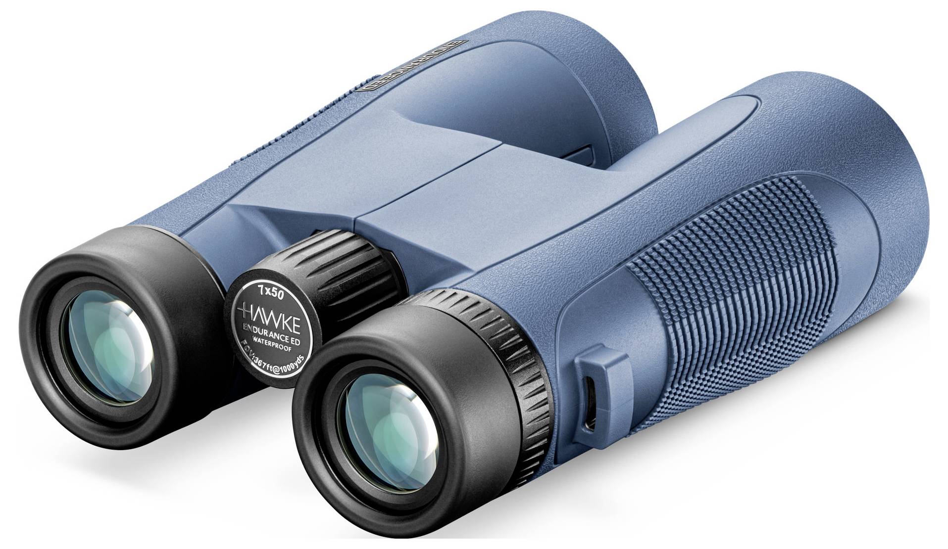 Blue binoculars with non-slip grip, suitable for outdoor activities.