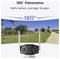 Camera with 180-degree panoramic view in a garden landscape, offers all-round visibility. Text: 'See more, worry less'.