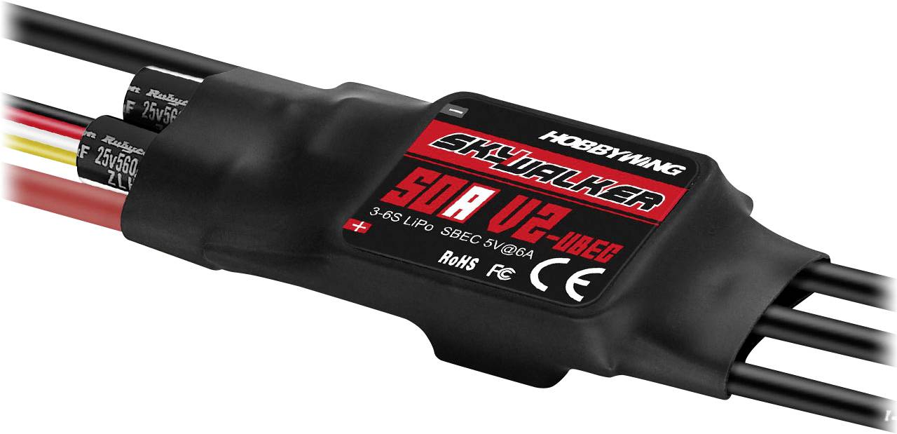 Hobbywing Skywalker V2 50A 6s Model aircraft brushless motor controller Load (Amp max.): 70 A