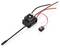 Electronic speed controller with fan and cables for remote-controlled vehicles. Includes an external on/off switch.