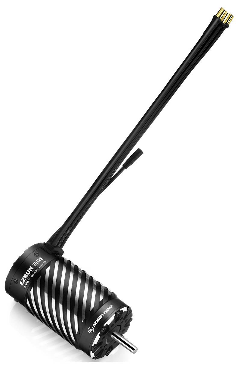 A black electric motor with visible cables and grooves on its casing.