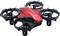 Red toy drone with four sheathed propellers, lightweight and compact in design. Suitable for indoor and outdoor flight.