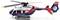 Toy model of a police helicopter in blue and red, with the word 'Police' written on the side.