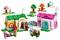 Two colorful, block-style houses with animal figures, trees, and accessories depicting a playful, imaginative neighborhood scene.