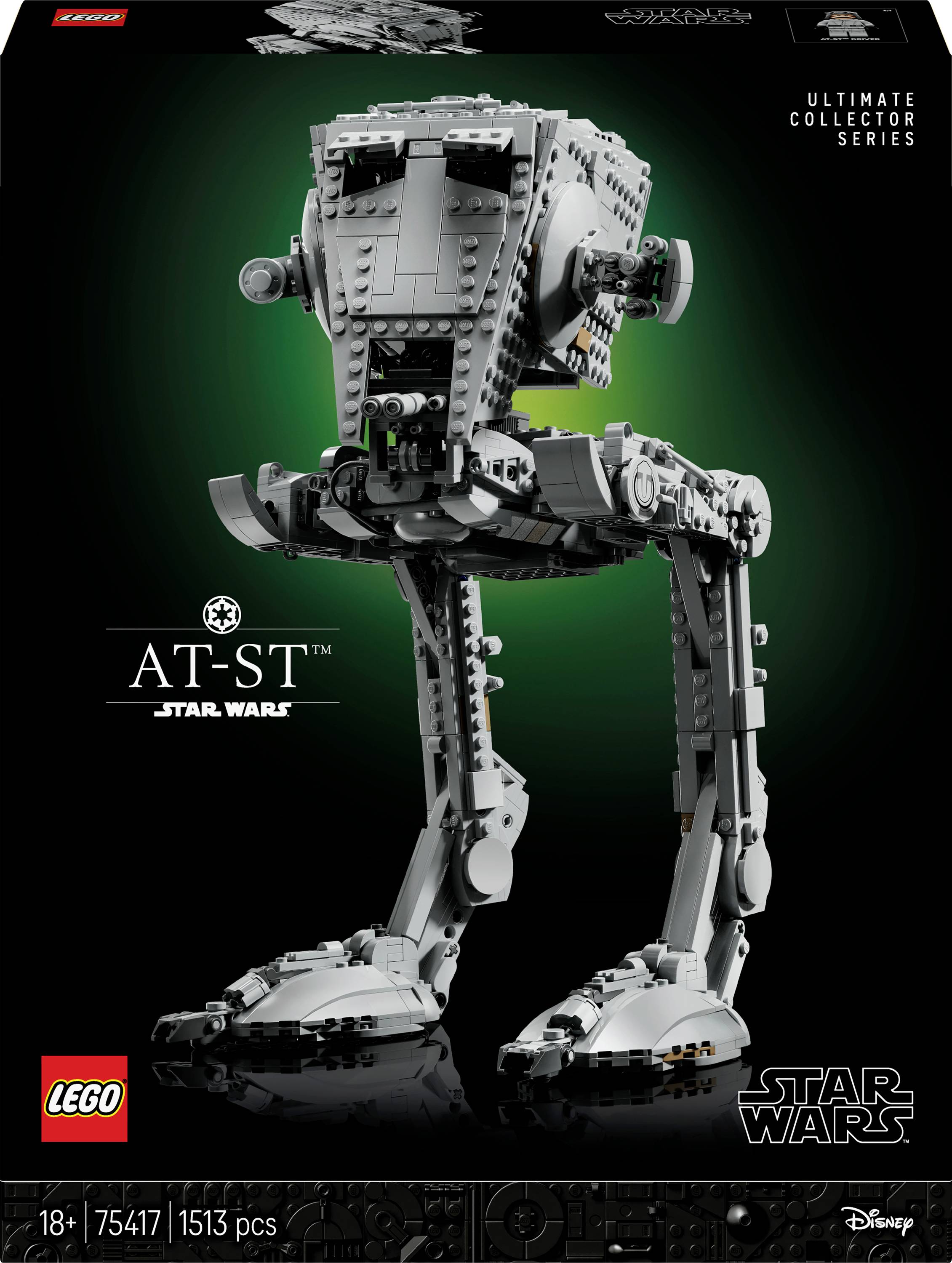 LEGO AT-ST Star Wars model from the Ultimate Collector Series, featuring detailed design, suitable for ages 18+, set number 75313.