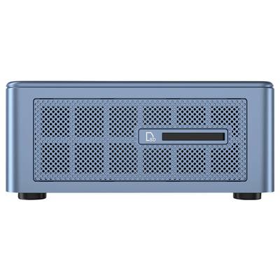 A blue computer with ventilation grilles and a slot at the front. On the left is a symbol labelled 'SD'.