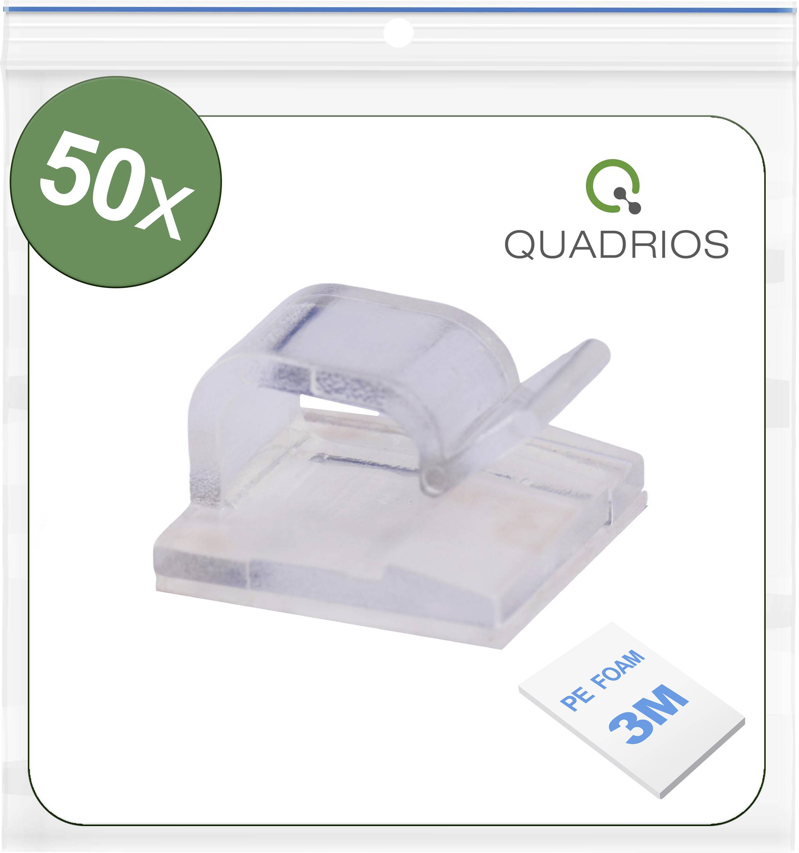 Quadrios 25CA475 Clip Self-adhesive 25CA475 Bundle Ø range 1 up to 7 mm Transparent 50 pc(s)