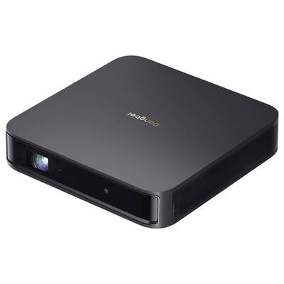 A black portable projector with 'dangbei' written on the top, compact and modern in design.