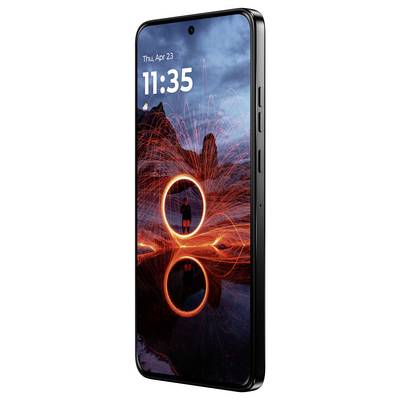 A smartphone displaying a circular light effect reflected on a water surface. Displays show date and time.