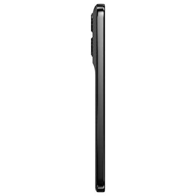 Side view of a black, slender device with rounded edges and visible camera elements in the top left corner.