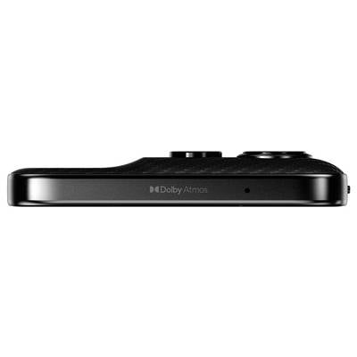 Black technical device with 'Dolby Atmos' printed on the front, showing a side view with two buttons on the top.