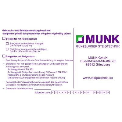 User and Operating Instructions for Climbing Ladders with Back Protection and Climbing Protection. Company Name: MUNK Günzburger Climbing Technology.