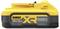 A yellow Dewalt 18V 5Ah XR Powerstack battery, side view.