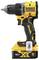 A yellow and black DeWalt cordless drill, 18V XR Brushless model, with a robust design for DIY projects.