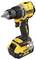 Cordless electric drill in black and yellow; battery-powered with 18V battery; compact design, suitable for DIY projects.