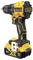 A large, black and yellow cordless drill with 'DeWalt' labelling. It has a robust handle and an 18V battery with a 5 Ah capacity.