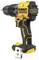 DeWalt cordless drill, yellow and black, with brushless motor, 18V XR, without battery, side view.