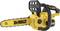 A yellow and black DeWalt chainsaw with a 30 cm guide bar.