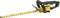 Yellow and black electric hedge trimmer with an ergonomic handle and long cutting surface, suitable for garden work.
