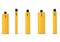 Five yellow drill crowns in various sizes with black attachments are lined up next to each other. Brand name in black on each crown.