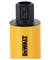 The image depicts an orange cylinder with a black cap, on which 'DEWALT' is written in black lettering.