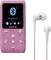 Rose MP3 Player with Bluetooth Function, 'Bluetooth' text on screen, including white-pink earphones.