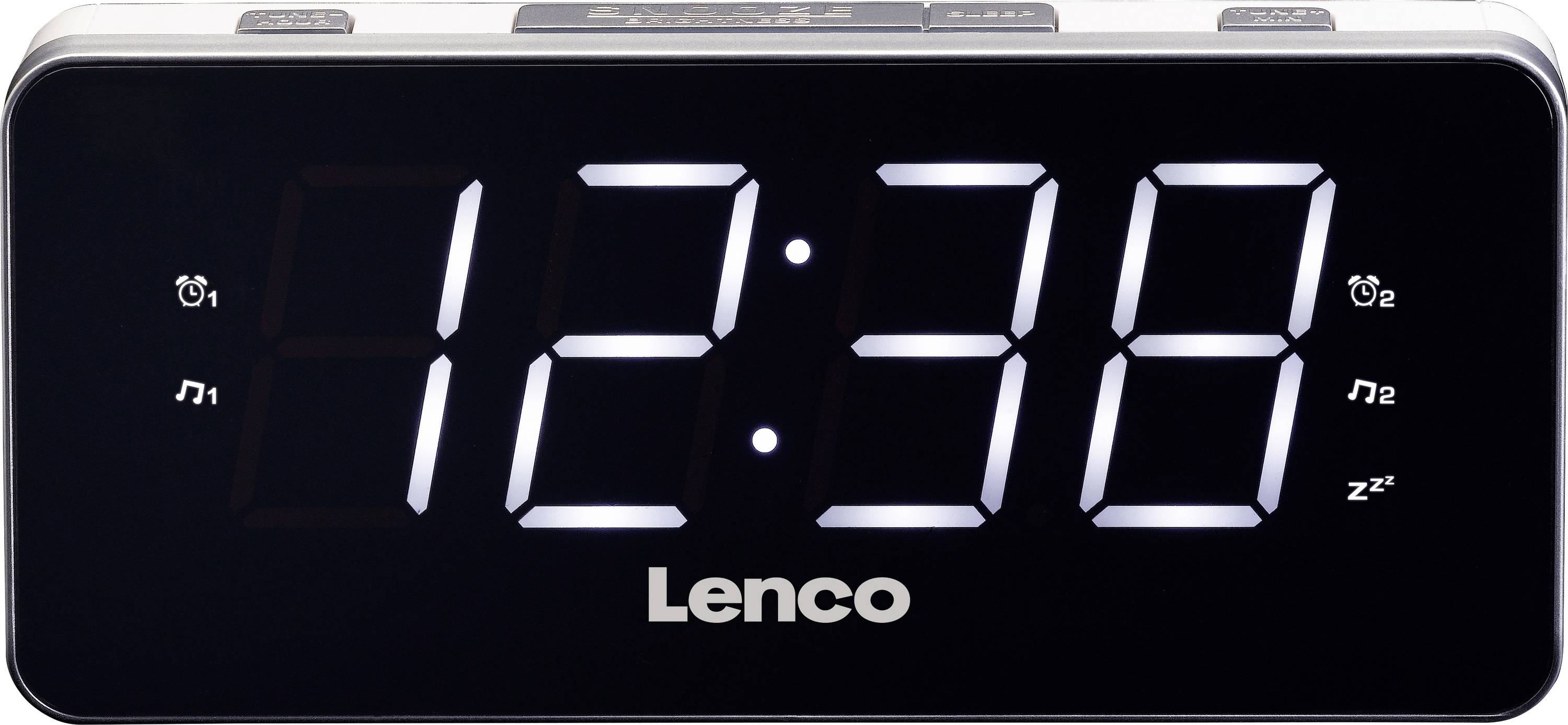 Lenco CR-18 White - FM-Radiowecker mit großem 1,8 Display Radio alarm clock