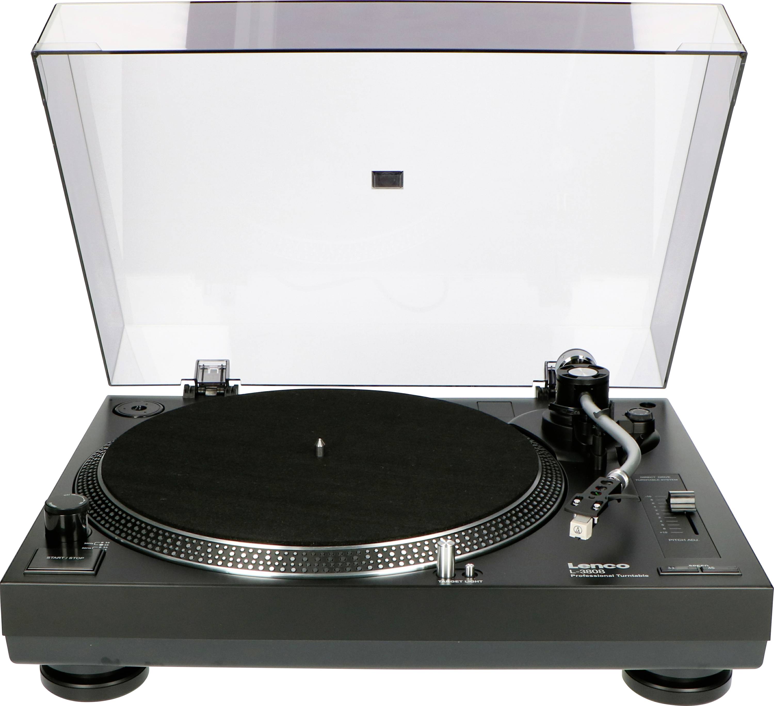 Lenco L-3808 Black - Plattenspieler mit Direktantrieb - Pitch Control - USB Turntable type Black
