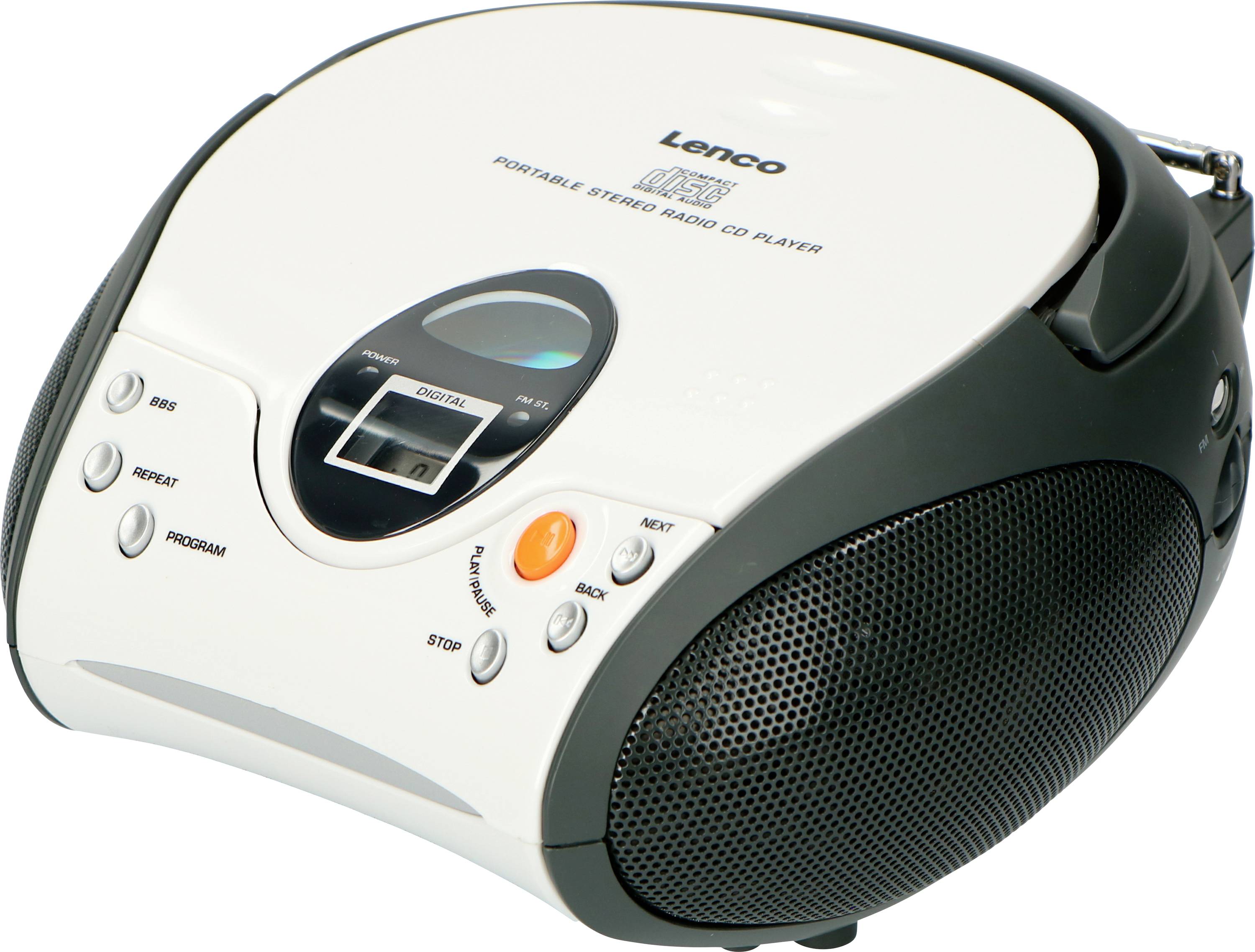 Lenco Lenco SCD-24 white - Tragbares FM-Radio mit CD-Player - Kopfhoereranschluß - Weiß Radio CD player