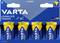Four VARTA D-size batteries, Alkaline, in a blue package, labelled 'LONGLIFE POWER'. Manufactured in Germany.