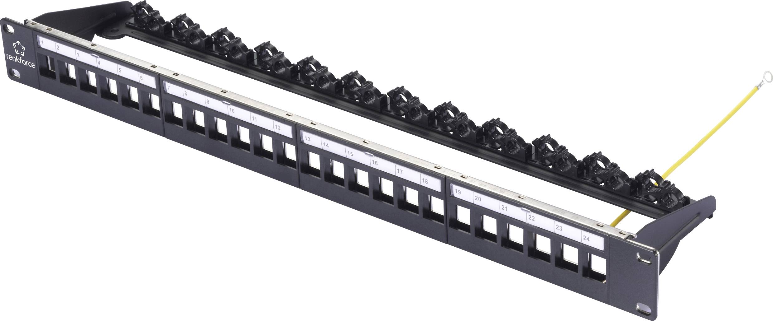 Renkforce 24 ports Network patch panel 483 mm (19") 1 U Black Unequipped-0