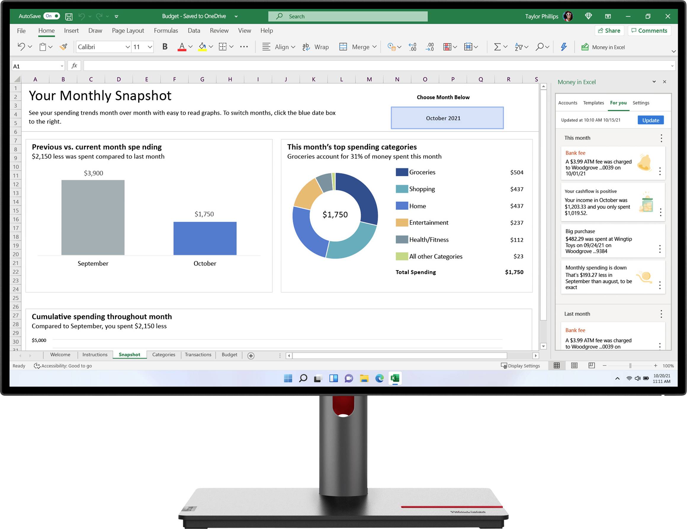 Lenovo ThinkVision P27h-30 LED EEC F (A - G) 68.6 cm (27 inch) 2560 x 1440 p 16:9 6 ms DisplayPort, HDMI™ IPS LED