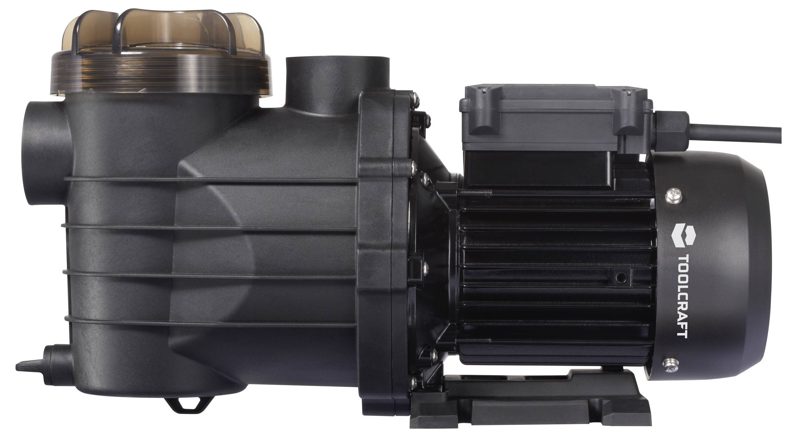 Black water pump shown from the side, with the 'Toolcraft' brand visible.