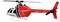 A red and white toy helicopter model in fire service design with the inscription 'Air Ops' on the tail rotor.