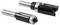 Two metal router bits, one with a straight cutting edge and one with a bearing guide, lie on a white background.