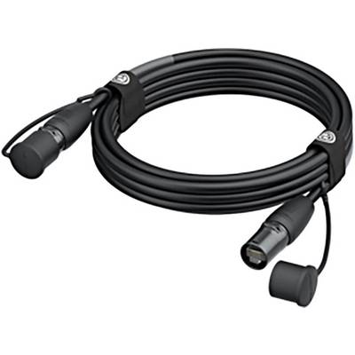 A long, coiled black audio cable with XLR connectors at both ends and black cable ties for organisation.