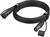 A long, coiled black audio cable with XLR connectors at both ends and black cable ties for organisation.