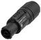 A black powerCON connector with the marking 'NAC3F-TOP'. Suitable for professional audio and lighting equipment.