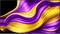Abstract image of flowing, colorful waves in purple, yellow, and orange against a black background, resembling silk fabric waves.