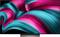 Colorful abstract swirl of pink and blue ribbons set against a black background.