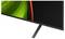 A sleek, modern flat-screen TV with a thin bezel, shown angled with a vibrant green and red abstract design on the screen.