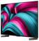 A TV screen displaying vibrant, swirling waves of pink and blue colors, highlighting the screen's vivid display and color capabilities.