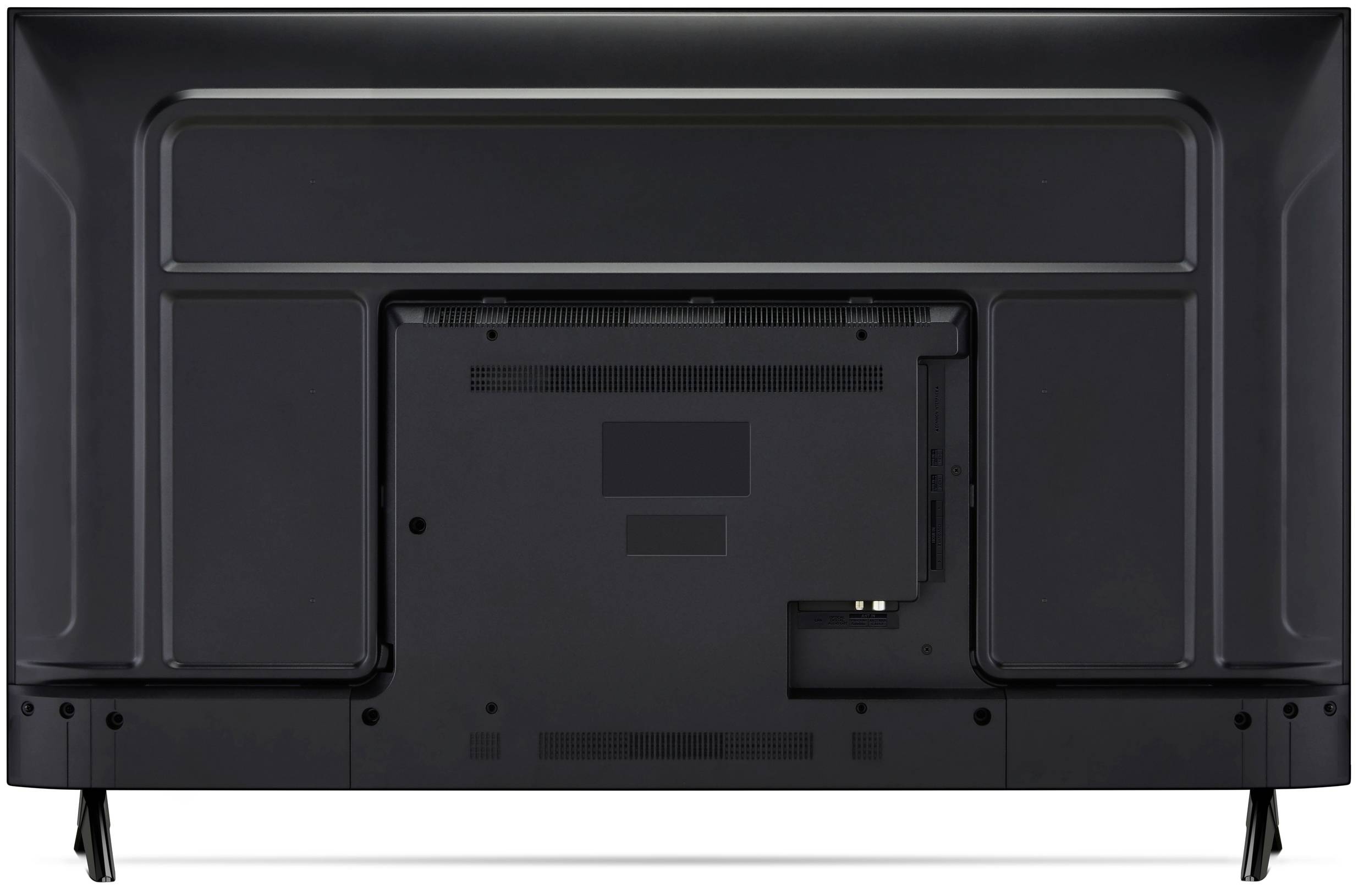Back view of a large flat-screen TV, showing ports and mounting areas.