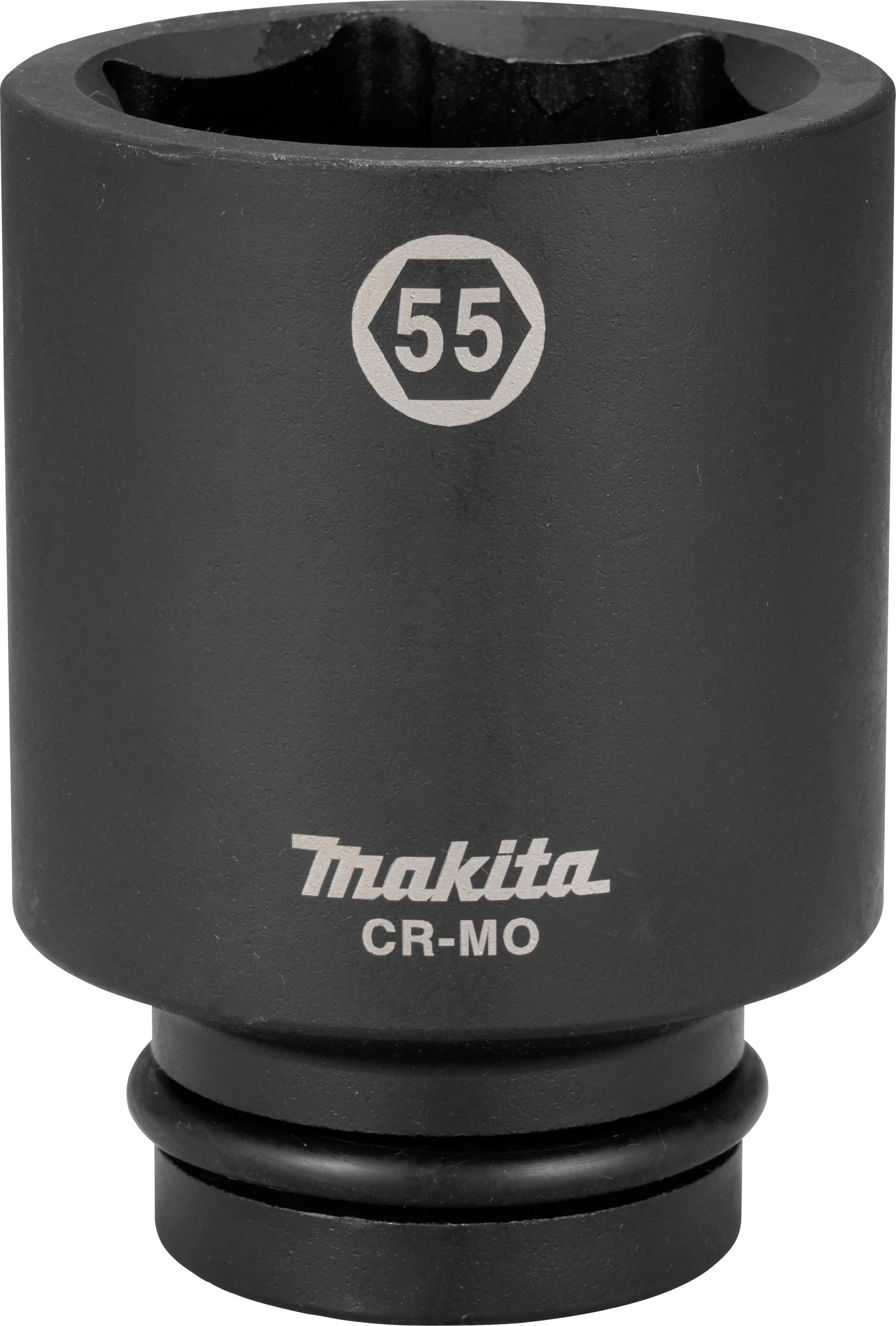 Black Makita six-sided impact socket, size '55', manufactured from CrMo steel, for use with impact drivers.
