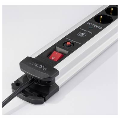 Sygonix SY-6805674 Surge protection power strip 6x Black, Silver PG connector 1 pc(s)-2