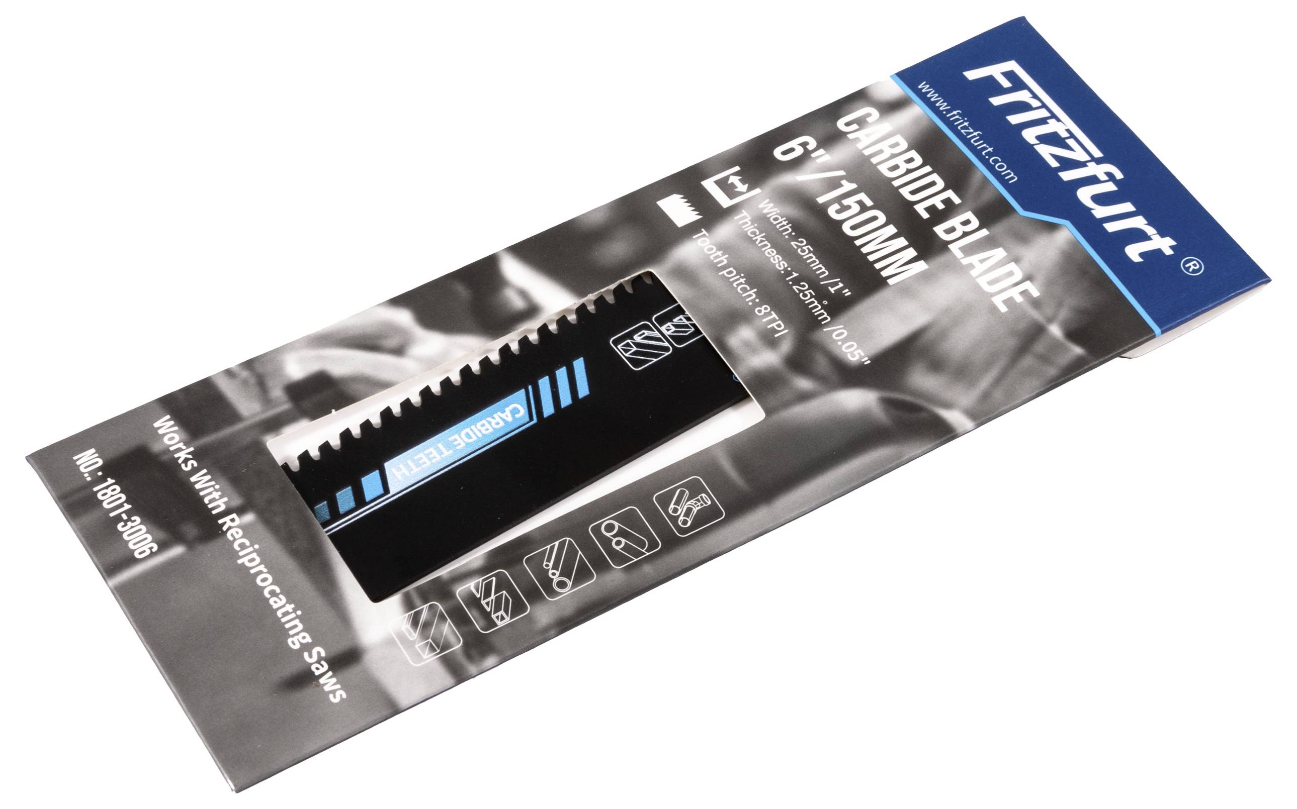 'Fritzfurt' carbide blade packaging for reciprocating saws, 6 inches (150mm).