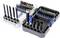 A toolset with various screwdriver bits, sockets, and attachments, organized in a plastic case, showing different sizes and shapes for versatile use.