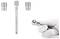 A hand in a white glove holds a small ratchet wrench, shown alongside two socket attachments and an extension bar on a white background.