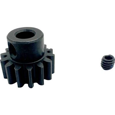 A black metal gear and a smaller threaded component are displayed on a white background.